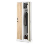 Armoire à casiers Jan Nowak, armoire à vêtements, armoire métallique, armoire à casiers | 2 compartiments avec tringle à vêtements, fentes d'aération, cloisons de séparation, 4 crochets par compartime