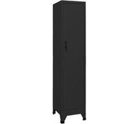 vidaXL Armoire à Casiers Classeur Meuble de Rangement d'Equipements de Sport Produits de Nettoyage Intérieur Bureau Noir 38x45x180 cm Acier