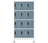 Armoire à Casiers Verrouillable en Acier Gris Clair et Foncé 90x45x180 cm | Acier durable, portes aérées, étiquettes de tri, usage école et bureau, rangement sécurisé