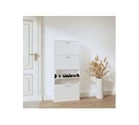 Armoire à chaussure Blanc brillant 59x17x150 cm Bois ingénierie