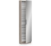 Armoire à chaussures - 12 Paires - Décor Chêne - 1 porte avec miroir - L50 x P20x H180 cm - DEMEYERE