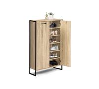 IDMarket – Armoire à chaussures Luis – 18 paires, 2 portes, design industriel