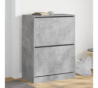Armoire à Chaussures 2 Tiroirs Rabattables Étagère Rangement Gris Béton vidaXL
