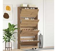 vidaXL Cabinet à Chaussures avec étagère Chêne fumé 80 x 21 x 87,5 cm, Meuble à Chaussures Moderne pour Salon, Organiser en Bois, déco Minimaliste et compacte