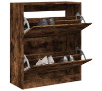 Armoire à Chaussures 2 Tiroirs Rabattables Étagère Rangement Gris Béton vidaXL