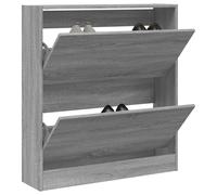 Armoire à Chaussures 2 Tiroirs Rabattables Étagère Rangement Gris Béton vidaXL