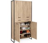 Armoire à chaussures LUIS 4 portes 1 tiroir design industriel H. 180 cm