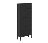 Vicco Armoire à Chaussures Aron, Noir, 60x153cm | 3 compartiments, pour le rangement des chaussures et combinable avec d'autres modules