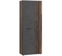 Armoire à chaussures - Béton gris & bois vintage - 18 paires - L68,7 x P36,5 x H181,1 cm
