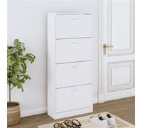 Armoire à chaussures Blanc 63x24x147 cm Bois d ingénierie blanc G