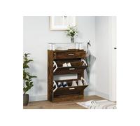 Armoire à chaussures Chêne fumé 63x24x104 cm Bois d ingénierie chêne fumé G
