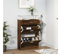 Armoire à chaussures Chêne fumé 63x24x104 cm Bois d ingénierie chêne fumé G
