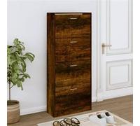 Armoire à chaussures Chêne fumé 63x24x147 cm Bois d ingénierie Chêne fumé G