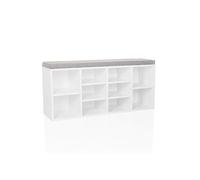 hjh Living Armoire à chaussures ESTHA 10 10 compartiments, banc avec assise rembourrée Blanc/Gris