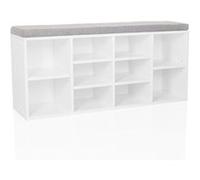 hjh Living Armoire à chaussures ESTHA 10 10 compartiments, banc avec assise rembourrée Blanc/Gris