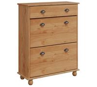 Armoire à chaussures en bois de pin - vidaXL - 85x35x108 cm - Marron - Bois de pin massif - 3 tiroirs