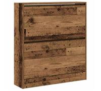 vidaXL Armoire à chaussures en bois 80 x 21 x 87,5 cm Vieux bois Rustique 2 étagères Finition usée