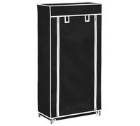 Armoire à Chaussures en Tissu 58x28x106 cm Noir | 5 niveaux, 10 paires, fermeture éclair, protection contre la poussière, conception légère