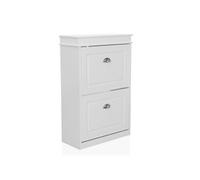 Armoire à chaussures / étagère à chaussures ESTHA 2 53x24x82 cm 2 portes à battants blanc