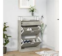 Armoire à chaussures Gris béton 63x24x104 cm Bois d ingénierie Gris béton G