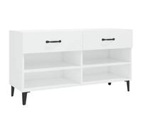 Armoire à Chaussures Haute Brillant Blanc 102x35x55 cm avec Tiroirs et | Plastique à base de bois, 2 tiroirs, 4 compartiments, plateau stable, design moderne, résistant à l'humidité