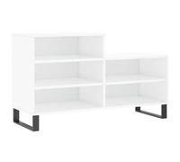 Armoire à Chaussures Haute Brillant Blanc 102x36x60 cm avec 5 Compartiments | Plastique à base de bois, pieds en métal, dessus de table, résistant à l'humidité, facile à nettoyer