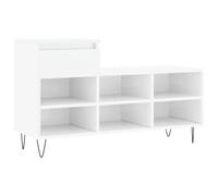 Armoire à Chaussures Haute Brillant Blanc 102x36x60 cm avec Tiroir et 6 | Plastique à base de bois, pieds en métal, plateau de décoration, montage du tiroir des deux côtés, résistant à l'humidité