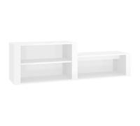Armoire à Chaussures Haute Brillant Blanc 150x35x45 cm | Plastique à base de bois, plusieurs étagères, plateau stable, résistance à l'humidité, instructions de montage
