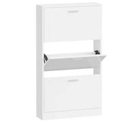 Armoire à Chaussures Haute Brillant Blanc 59x17x108 cm 3 Tiroirs | Design moderne, plastique à base de bois, résistant à l'humidité, pour couloir et dressing, construction stable