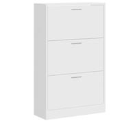 Armoire à Chaussures Haute Brillant Blanc 63x24x103 cm 3 Tiroirs | Design moderne, plastique à base de bois, tiroirs inclinables, pour couloir et dressing, montage mural