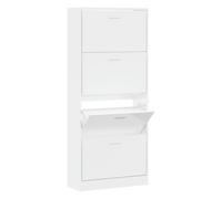 Armoire à Chaussures Haute Brillant Blanc 63x24x147 cm avec 4 Tiroirs | Design moderne, plastique à base de bois, résistant à l'humidité, 4 tiroirs inclinables, construction stable