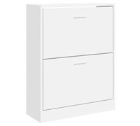 Armoire à Chaussures Haute Brillant Blanc 63x24x81 cm avec 2 Tiroirs | Design moderne, plastique à base de bois, 2 tiroirs, résistance à l'humidité, installation avec instructions