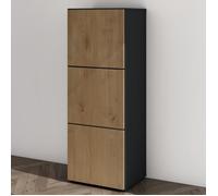 Armoire à Chaussures - Mai & Mai - ACH2 - Gris Noir Mat + Marron Clair - 45x36x120 cm