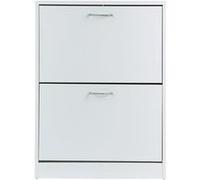Armoire à chaussures meuble à chaussures dim. 60L x 24l x 80H cm 2 portes abattantes blanc Blanc G