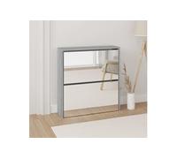 Armoire à chaussures miroir 2 niveaux Sonoma gris 63x17x67 cm Sonoma gris G