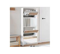 Armoire à chaussures miroir 4 niveaux blanc brillant 3228276