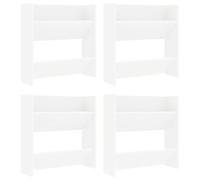 Armoire à chaussures murale 4 pièces en bois d'ingénierie Blanc 60 x 18 x | 4 pièces, blanc, matériau en bois, 2 étagères inclinables par unité, montage flexible en hauteur, nettoyage humide
