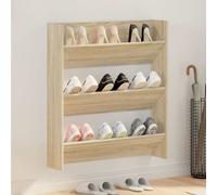 vidaXL Cabinet à chaussures avec étagère Chêne noir 80 x 18 x 90 cm, Meuble à chaussures de couloir, rangement moderne, unité compacte, organisateur mural qui gagne de la place