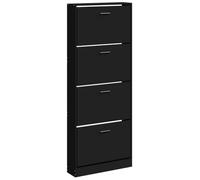 vidaXL Armoire à chaussures 59x17x150 cm Bois d'ingénierie Noir