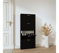 Armoire à chaussures Noir 59x17x150 cm Bois d ingénierie noir G