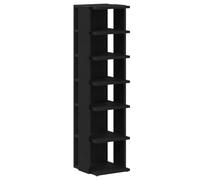 Armoire à Chaussures Noir Dab 25x27x102 cm avec 6 Polks | Structure stable, résistant à l'humidité, facile à nettoyer, plateau de table, polyvalent pour la maison et le bureau