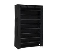 Armoire à chaussures noire à 10 niveaux avec housse de protection Noir