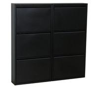 Armoire à Chaussures Pisa 6 Pli Métal - Dynamic24 - Noir - 24 Paires - Meuble d’entrée