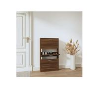 Armoire à Chaussures Range-chaussures Armoire de Rangement Meuble à Chaussures Entrée Couloir Salon Chêne Marron 59x17x108cm Bois d'Ingénierie
