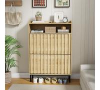 Armoire à chaussures - Rangement à chaussures - Étagère à chaussures - Boîte à chaussures - Rangement pour chaussures - 2 portes avec lamelles verticales