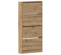 Armoire à chaussures - vidaXL - 4 tiroirs rabattables - Chêne artisanal - 80x21x163.5 cm - Bois d'ingénierie - Compacte