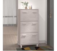 vidaXL Armoire à chaussures HAMAR Bois de pin massif 3 tiroirs Blanc
