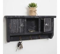 Armoire à clés HWC-A48, Armoire à clés avec portes, bois massif gris shabby