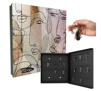 Armoire à clés métal & Verre 30x30x5 cm Dessin au Trait Porte Droite Noir