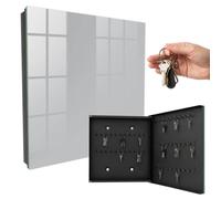 Armoire à clés métal & Verre 30x30x5 cm Gris Lisse Porte Droite Noir | Rangement | Sécurité | Accroche-clés | Coffret | Boîtier | Décoratif | Crochet | Mobilier | Attache | Fixation | Entrée
